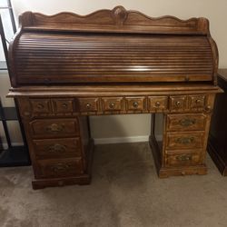 Light Brown Wooden Rollaway Desk