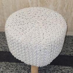 REDEARTH Foot Stool -Handmade Macrame Wooden 4 Legs Seat Footrest for Living Room, Bedroom, Nursery, kidsroom, Patio, Gym; 100% 