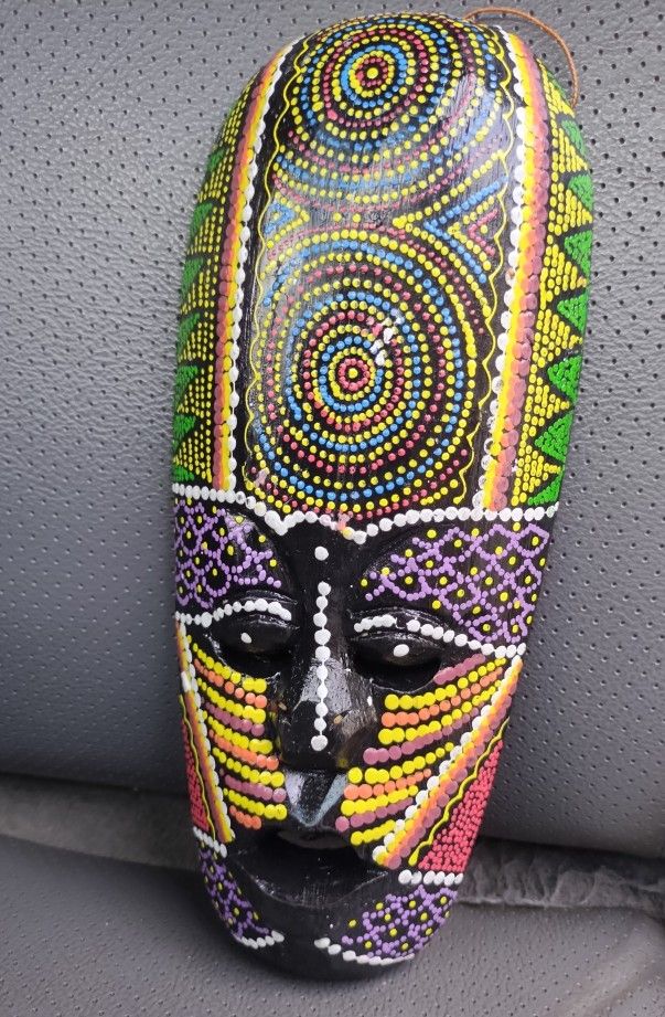 Mask Plaque Wall Decor African Face Hand Carved