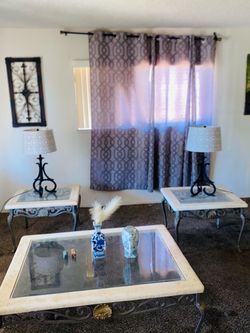 Stone and Glass Top Coffee Table