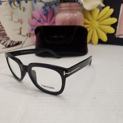 Tom Ford TF5179F Designer Eyeglasses Black Frame With Gold Trim & Clear Optical Style Lenses 