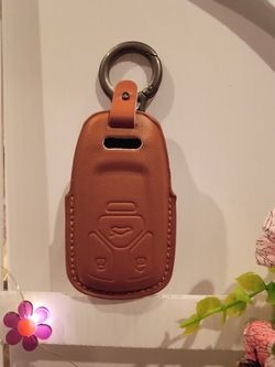 Brown Leather Car Key Fob Cover