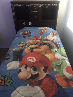 Twin Size Bed with 8 drawers and two book shelf