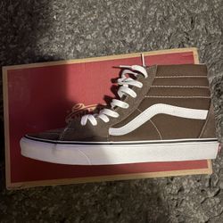 brown vans sk8-hi (men’s 11)