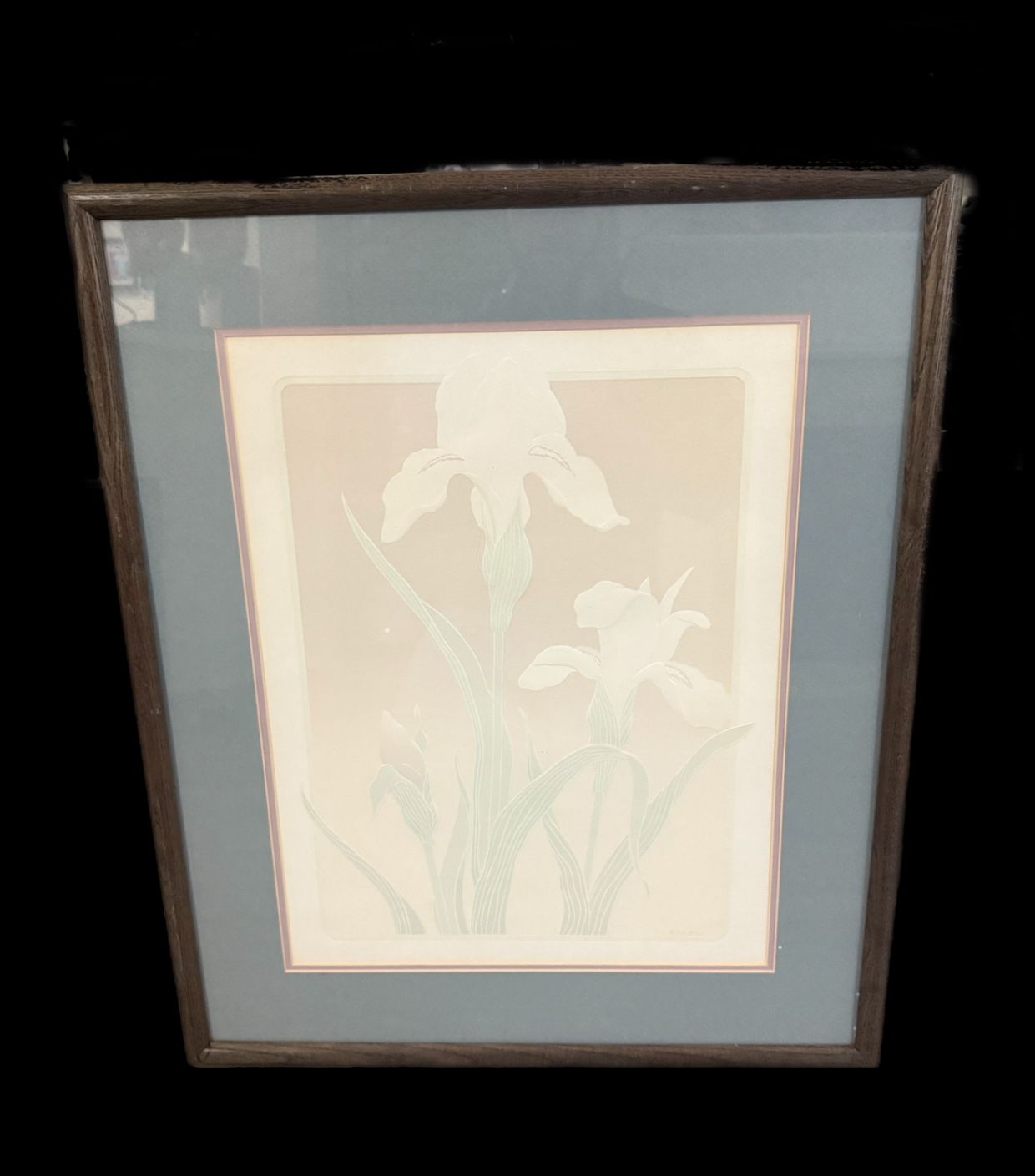 DENISE HARRIS Signed 1987 Hand Embellished Serigraph 25x21 Art   LILY Flower