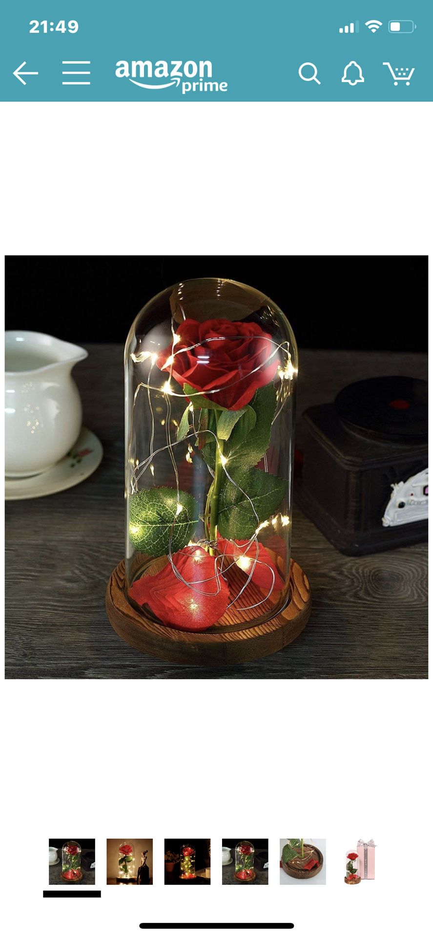 Beauty and the Beast Rose,Red Silk Rose Flower with Fallen Petals in a Glass,