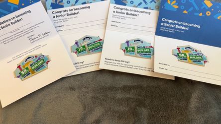 Lowe's DIY-U Kids Builder Award Patches with Certificates