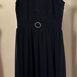 Upper-Low Lace Navy Blue Dress