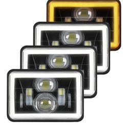 4x6 LED Headlights with White/Amber Halo