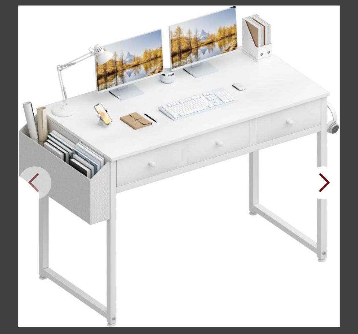 Vanity/Computer Desk 3 Drawer (white)
