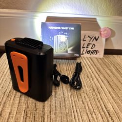 Portable Waist Fan Clip On With Lights Rechargeable 