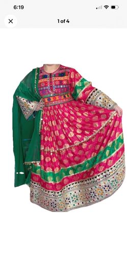 Afghani maxi dress traditional 2 piece pink/green/ gold/multi bran new