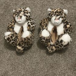 Cheetah Print, Soft Fluffy Slippers