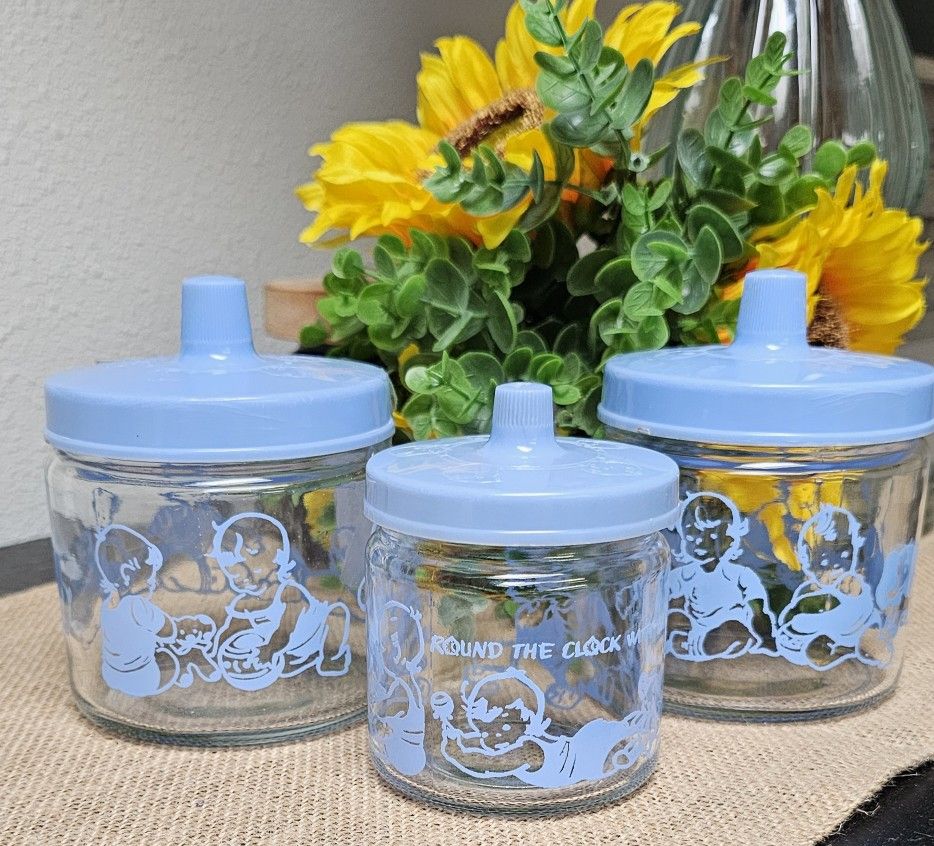 3 Piece Vintage Glasco Baby Boy Vanity Set Around The Clock