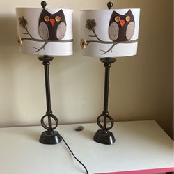 Two Unique Owl Lamps