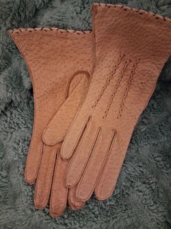 Vintage 1950s/1960s Genuine Pigskin Leather Gloves – Size 7 Tan Whipstitch Trim (Watt & Shand Tag)