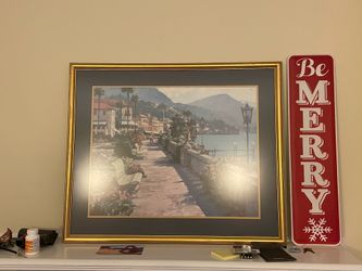 Large Framed Lakeside Landscape Wall Art – 30 x 35 Inches