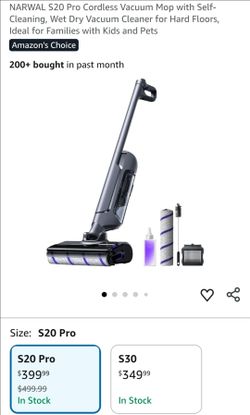 NARWAL S20 Pro Cordless Vacuum Mop with Self-Cleaning, Wet Dry Vacuum Cleaner for Hard Floors, Ideal for Families with Kids and Pets