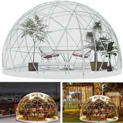 12FT Garden Dome Igloo Tent House, Garden IglooTent with PVC Cover, Weatherproof Greenhouse GardenBubbleTent Outdoor, Clear IglooDome House for Backya