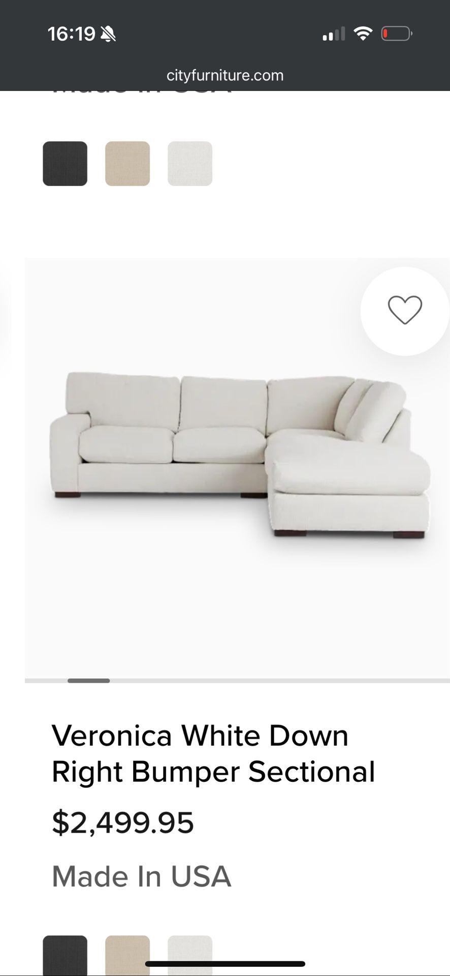 City Furniture Sectional W Chaise