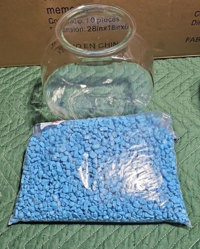 2.5 qt. Tabletop Glass Aquarium W/ 5lbs Blue Stone
