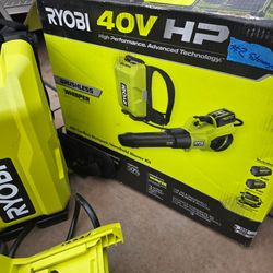 Ryobi 40V HP Brushless Whisper Series 190 MPH 730 CFM Leaf Blower and Backpack Battery w/ (2) 6.0 Ah Batteries & Charger