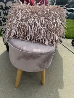 Velvet Footstool & Pillow