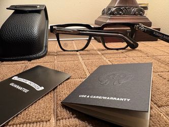 Chrome Hearts Black Rectangular Eyeglasses with Case