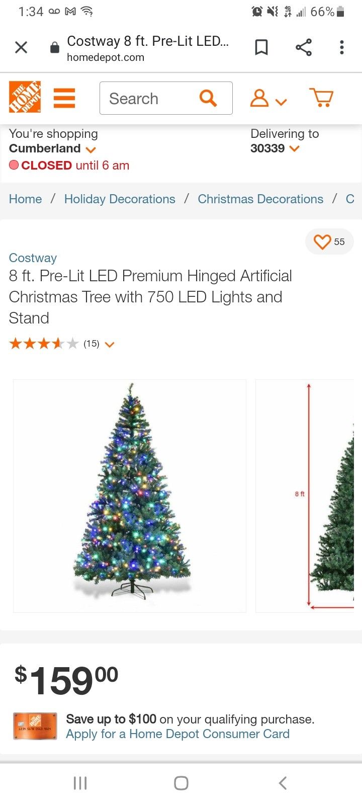 Chirstmas Tree With Led Lights Built-in.   NEW