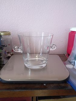 Tiffany & Co Crystal Ice Bucket Scroll Handled Glass Barwear