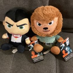 Monsters DRACULA And WOLFMAN  Plush Stuffed Toys 