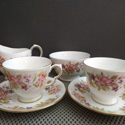 Vintage Colclough Bone China Cup And Saucer, Creamer, Sugar Bowl Made in England