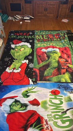 Christmas grinch window And Door covers And Pillow Cases cloth material