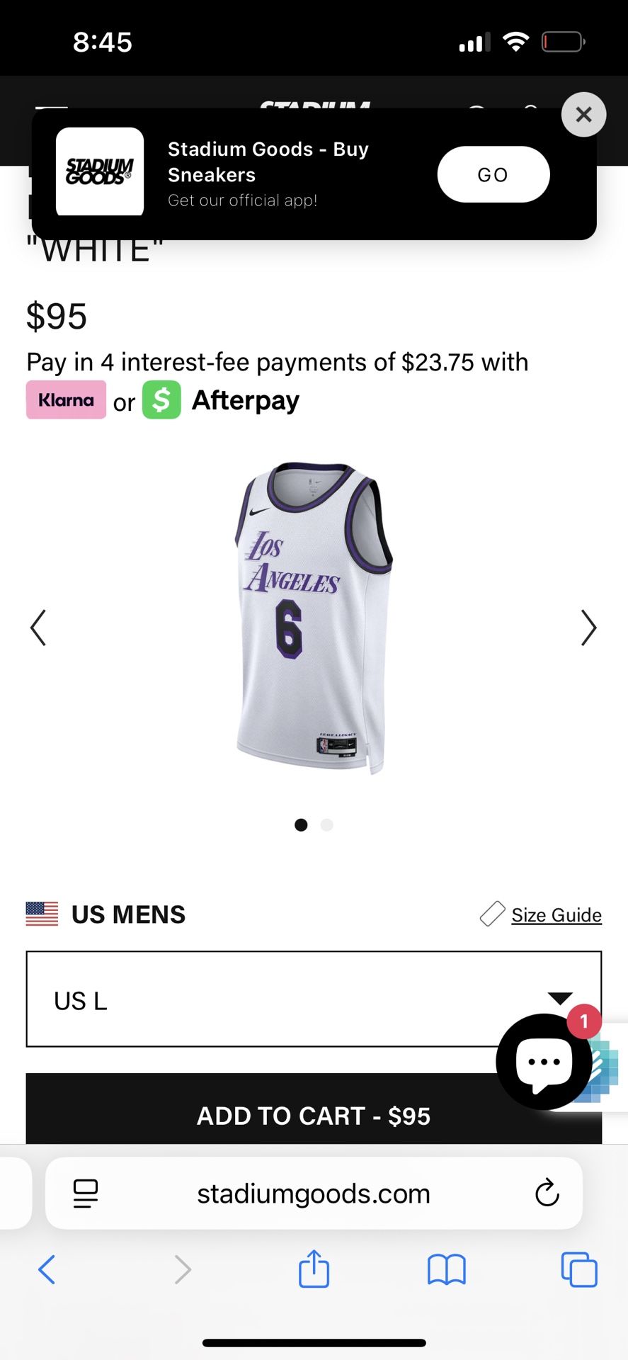 Clean Lakers Jersey Size Large 