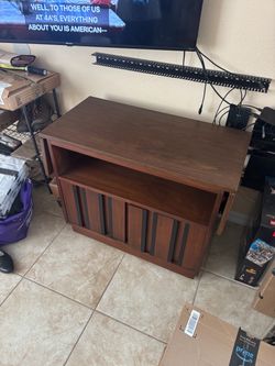 MCM Rolling Vinyl Record Cabinet and entertainment table