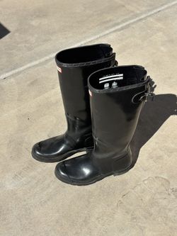 Hunter Boots Shinny Black Size 9