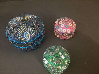 3 Trinket Metal Boxes