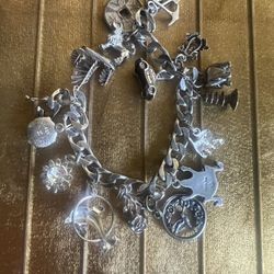 VTG Sterling Silver 925 L’orafo  Made In Italy Charm Navajo  Bracelet  