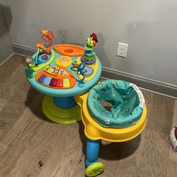 baby activity table and stationary walker 