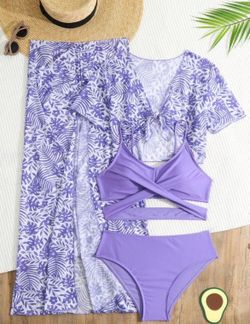 Tween/girls Bathing Suit And Cover Up