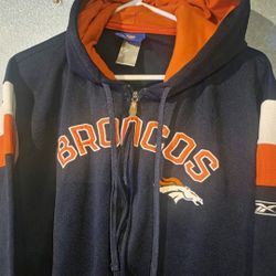 Denver Broncos NFL full-zip hoodie sweatshirt, possibly by Reebok