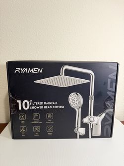 ryamen 10" filter rainfall shower head combo