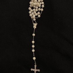 Catholic Rosary White Beaded