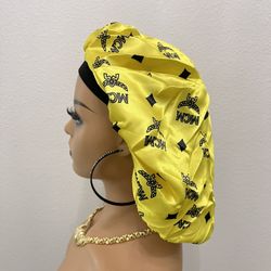 New! Silk Satin Bonnet (yellow/black)