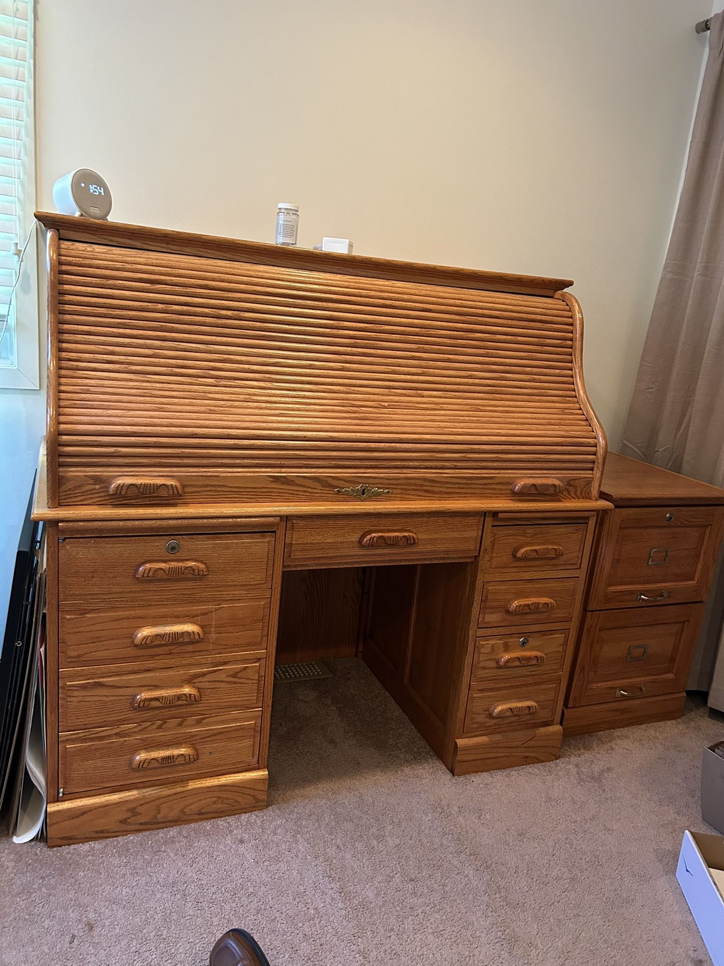 ROLL TOP DESK W/ FILE CABINET-GORGEOUS!