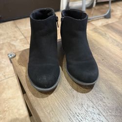 Girl Black Suede Ankle Boots