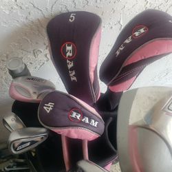 RAM G Force Formula 3FW, 5FW, 4HG ladies Flex Graphite LH3 CLUBS  plus Golf Bag and Pull Cart Part Of The Package 