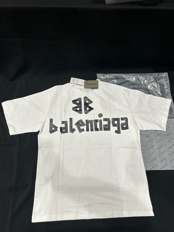 Balenciaga  Tape Type  White  T-Shirt  
-Size LARGE ✅ Fit

