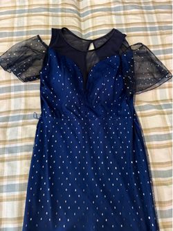 Navy Blue Formal Dress with Sheer Detail