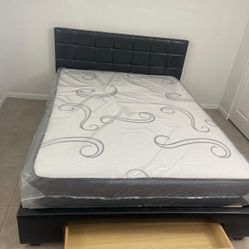 NEW BED FRAME FULL OR QUEEN WITH MATTRESS AND BOX SPRING 